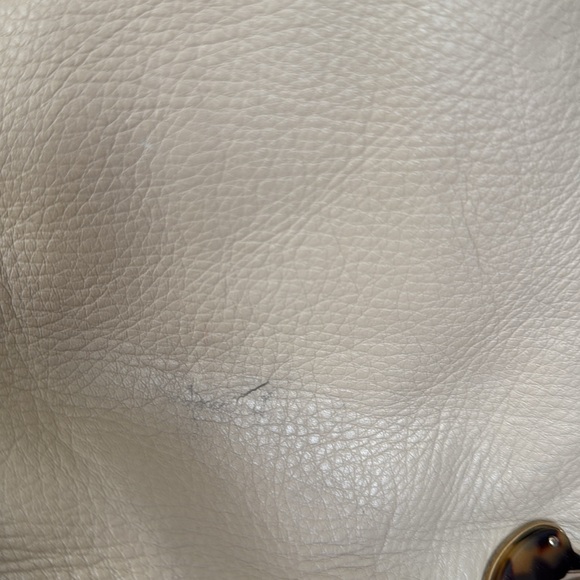 Vintage Dooney & Bourke tortoiseshell Elegant Cream Leather Tote Bag - Picture 3 of 12